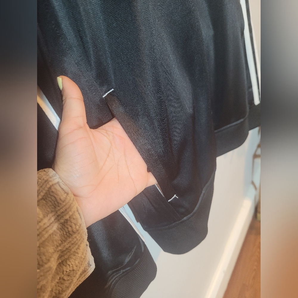 Adidas Black Track Jacket with White Stripes. - Picture 5 of 12